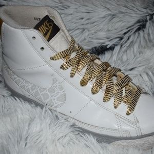 Women's Nike Blazers High White, Silver & Gold